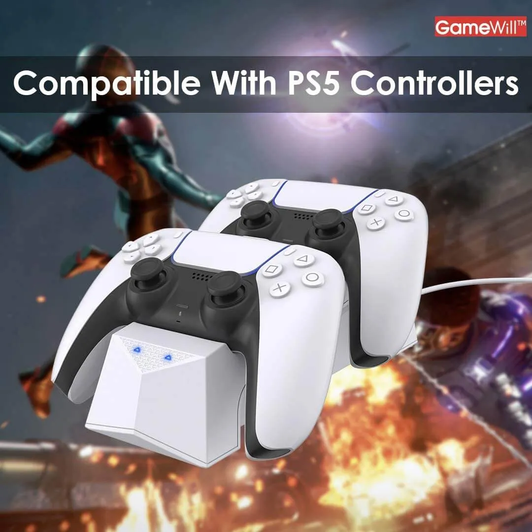 GameWill Dual Charging Dock for PS5 DualSense Wireless Controllers