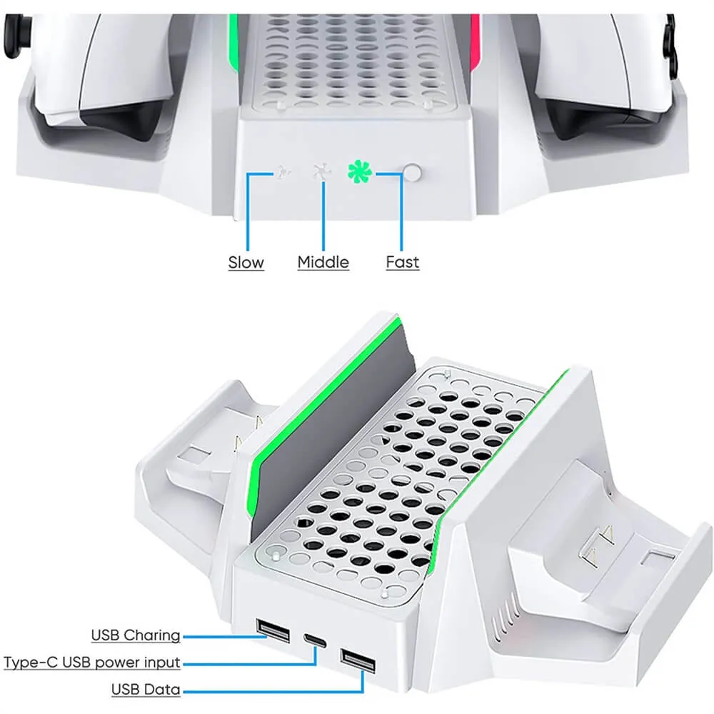 Dobe Cooling Stand for Xbox Series S Console with Dual Charging Station for Controllers