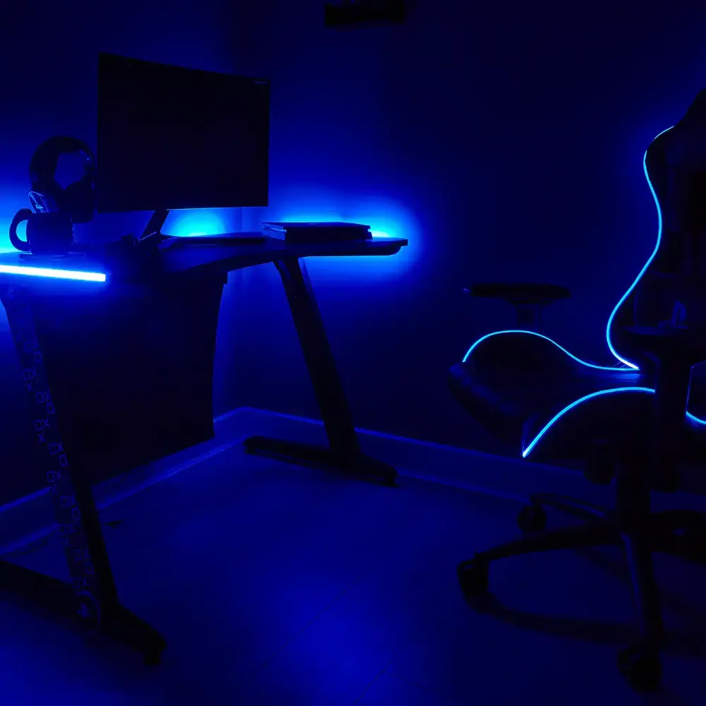 Xrocker Official PS Gaming Desk LED Lighted PC Office Workstation Borealis 