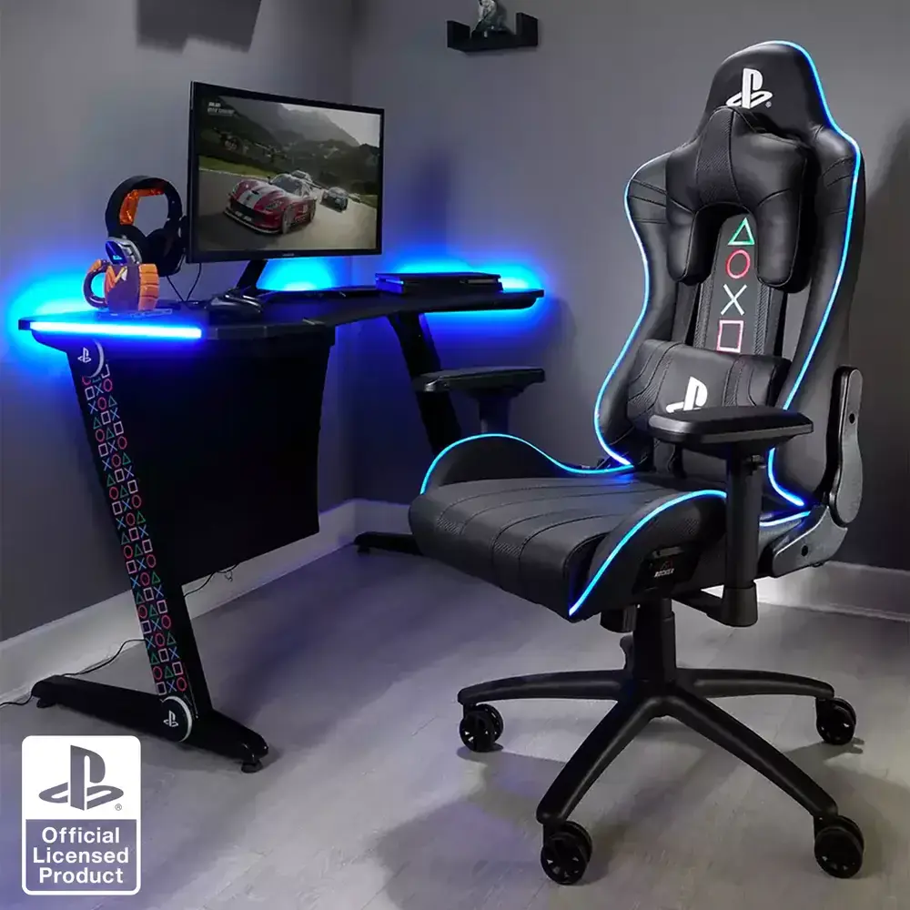 Xrocker Official PS Gaming Desk LED Lighted PC Office Workstation Borealis 