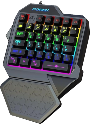 Forev F6 Single Handed Rainbow Wired Gaming Keybaord - Black