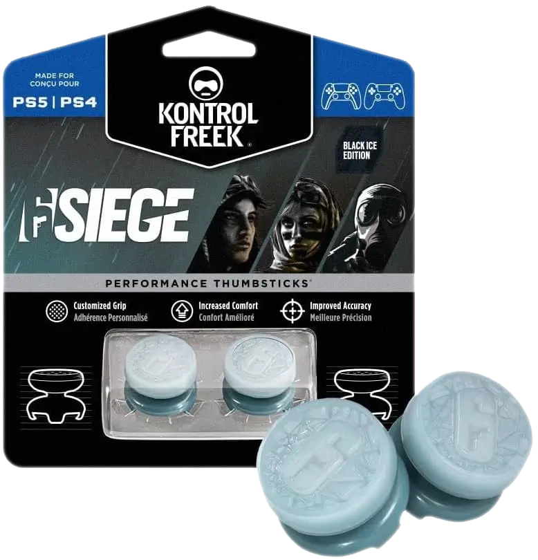 Six (6) Siege Analog Freek and Grips for PS5 and PS4- Blue (Black Ice)  for sale in Emirates from Games2all