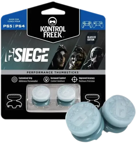 Six (6) Siege Analog Freek and Grips for PS5 and PS4- Blue (Black Ice)  for sale in Emirates from Games2all