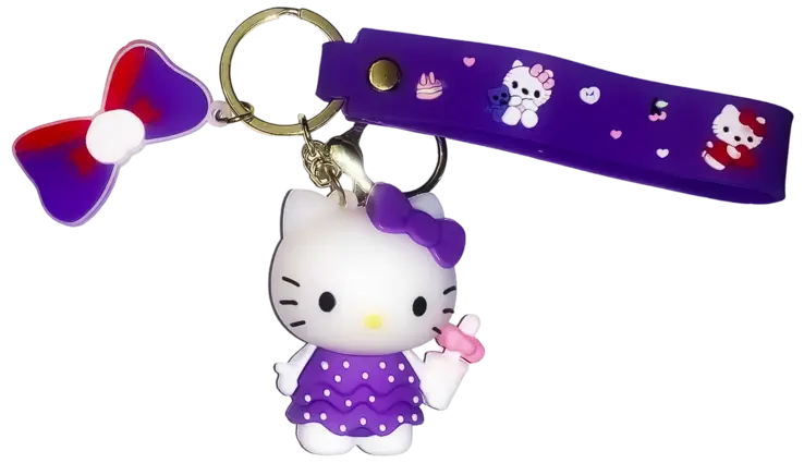 Hello Kitty Purple Dress with Baby Bottle - Keychain Medal