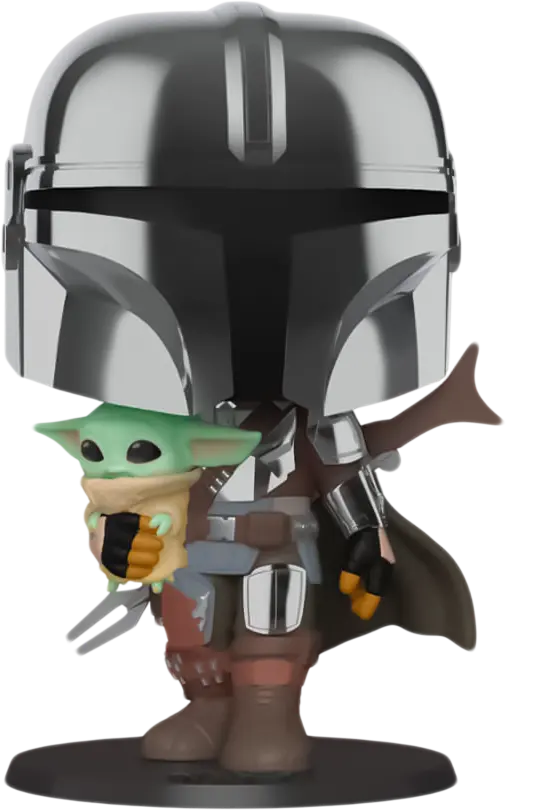 Funko Pop! Jumbo Star Wars - The Mandalorian With Din Grogu (Baby Yoda) - Metallic   for sale in Emirates from Games2all