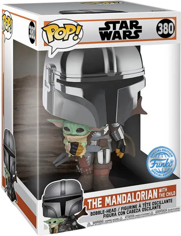 Funko Pop! Jumbo Star Wars - The Mandalorian With Din Grogu (Baby Yoda) - Metallic   for sale in Emirates from Games2all