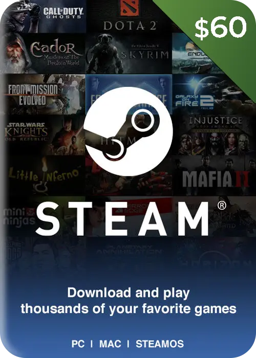 Steam Gift Card USA $60 USD Steam Key  for sale in Emirates from Games2all