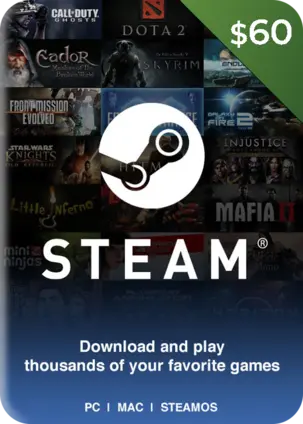 Steam Gift Card USA $60 USD Steam Key