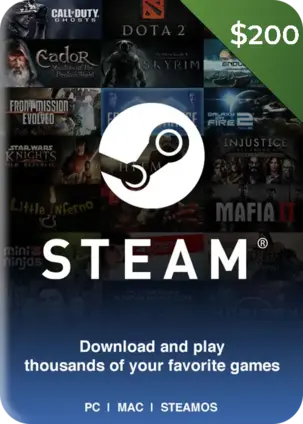 Steam Gift Card USA $200 USD Steam Key