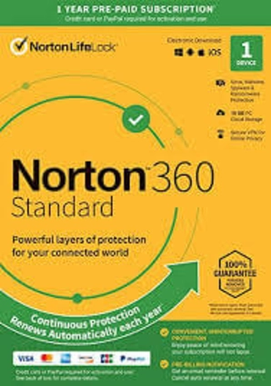 Norton 360 Standard + 10 gb cloud storage 1 year 1 device CD Key