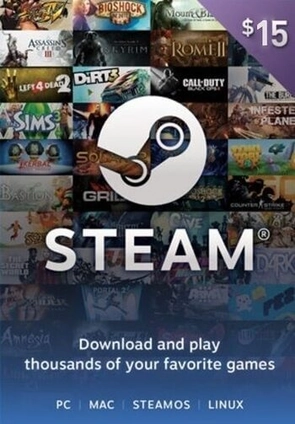 Steam gift card 15$ global Except ( USA - Turkey )