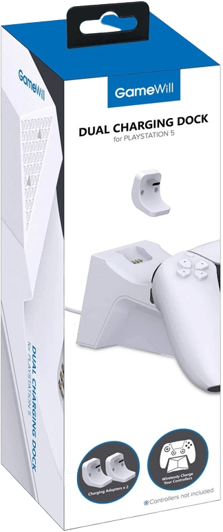 GameWill Dual Charging Dock for PS5 DualSense Wireless Controllers - White  for sale in Emirates from Games2all