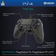 Nacon Wired Compact Controller for PS4 - Black  for sale in Emirates from Games2all