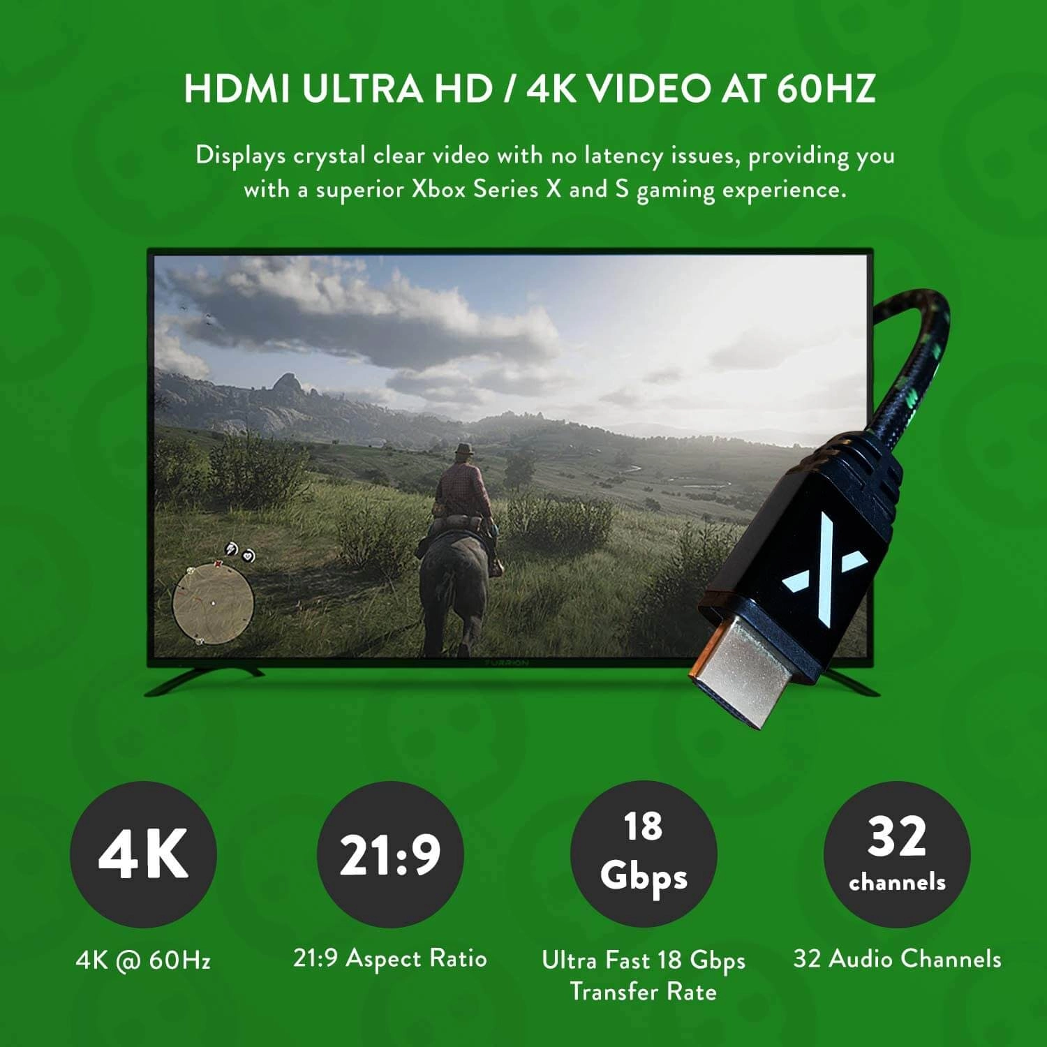 NUMSKULL 4K Ultra HD HDMI 2.0 Cable - 2m (7ft) (Xbox Design)  for sale in Emirates from Games2all