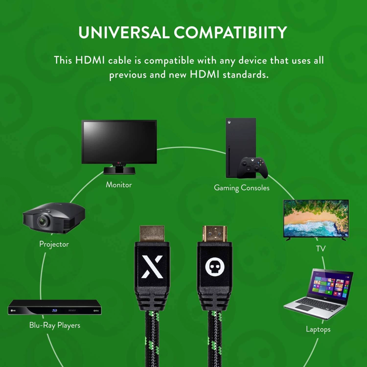 NUMSKULL 4K Ultra HD HDMI 2.0 Cable - 2m (7ft) (Xbox Design)  for sale in Emirates from Games2all