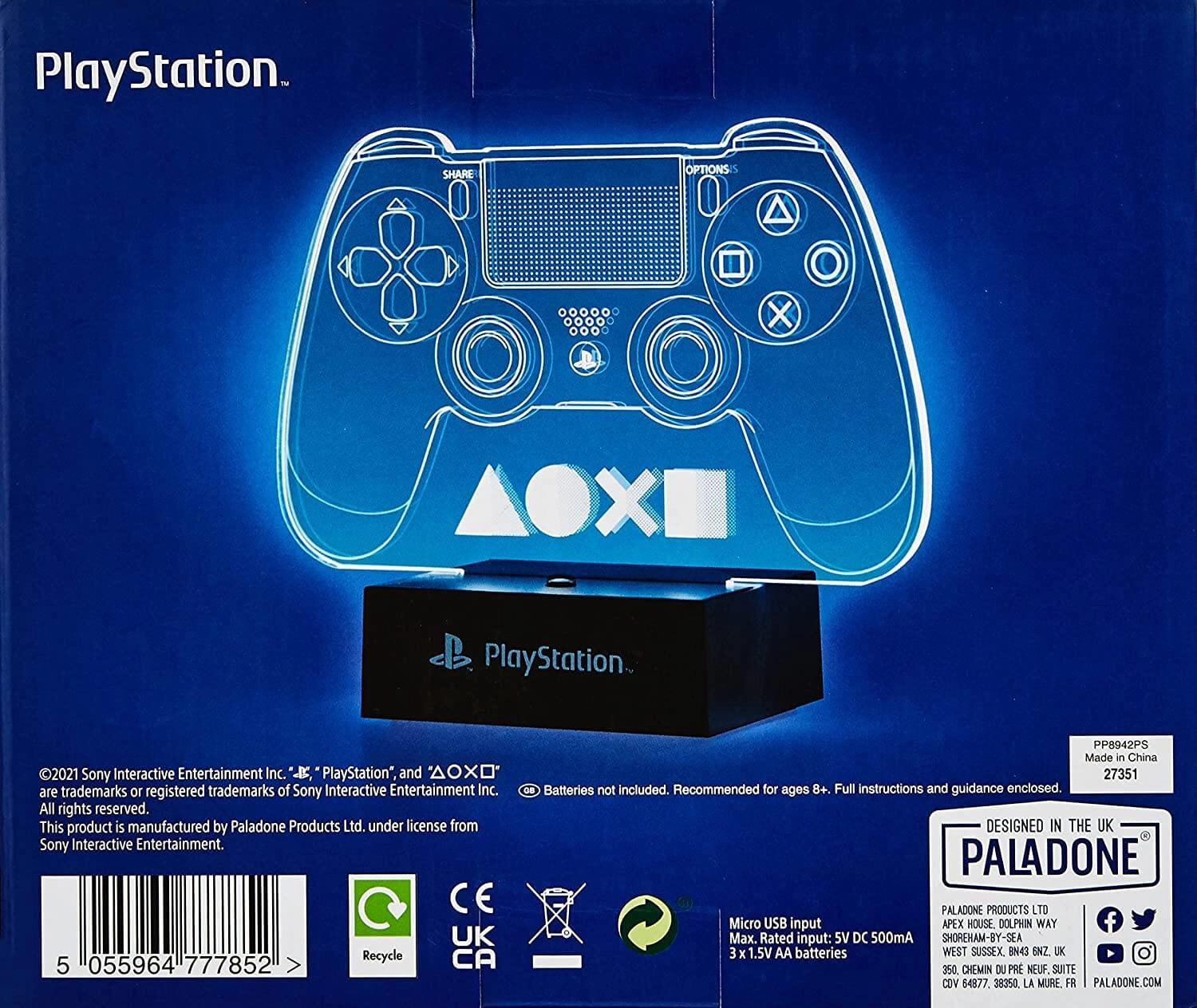 Paladone PS Controller Acrylic Blue Light Lamp  for sale in Emirates from Games2all