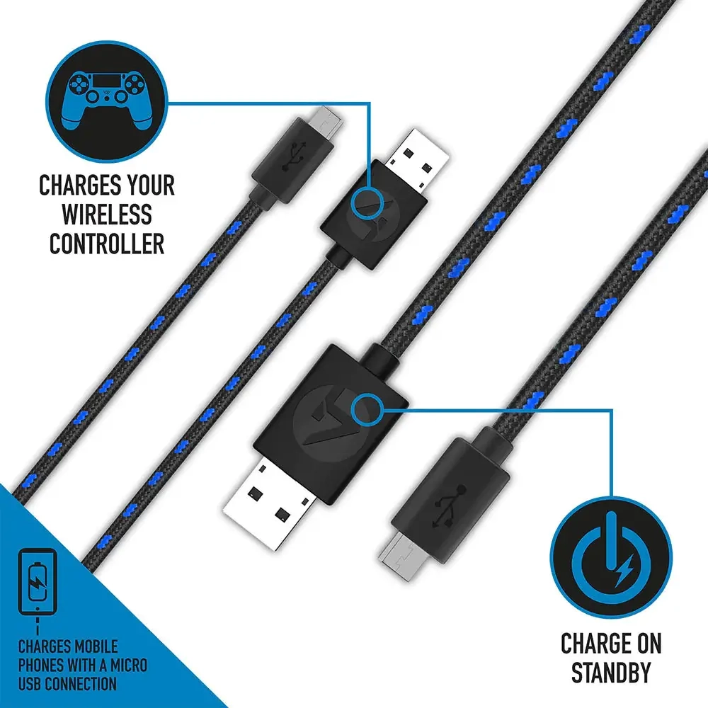 4Gamers  Play & Charge Cable Twin Pack 3m - PS4  for sale in Emirates from Games2all