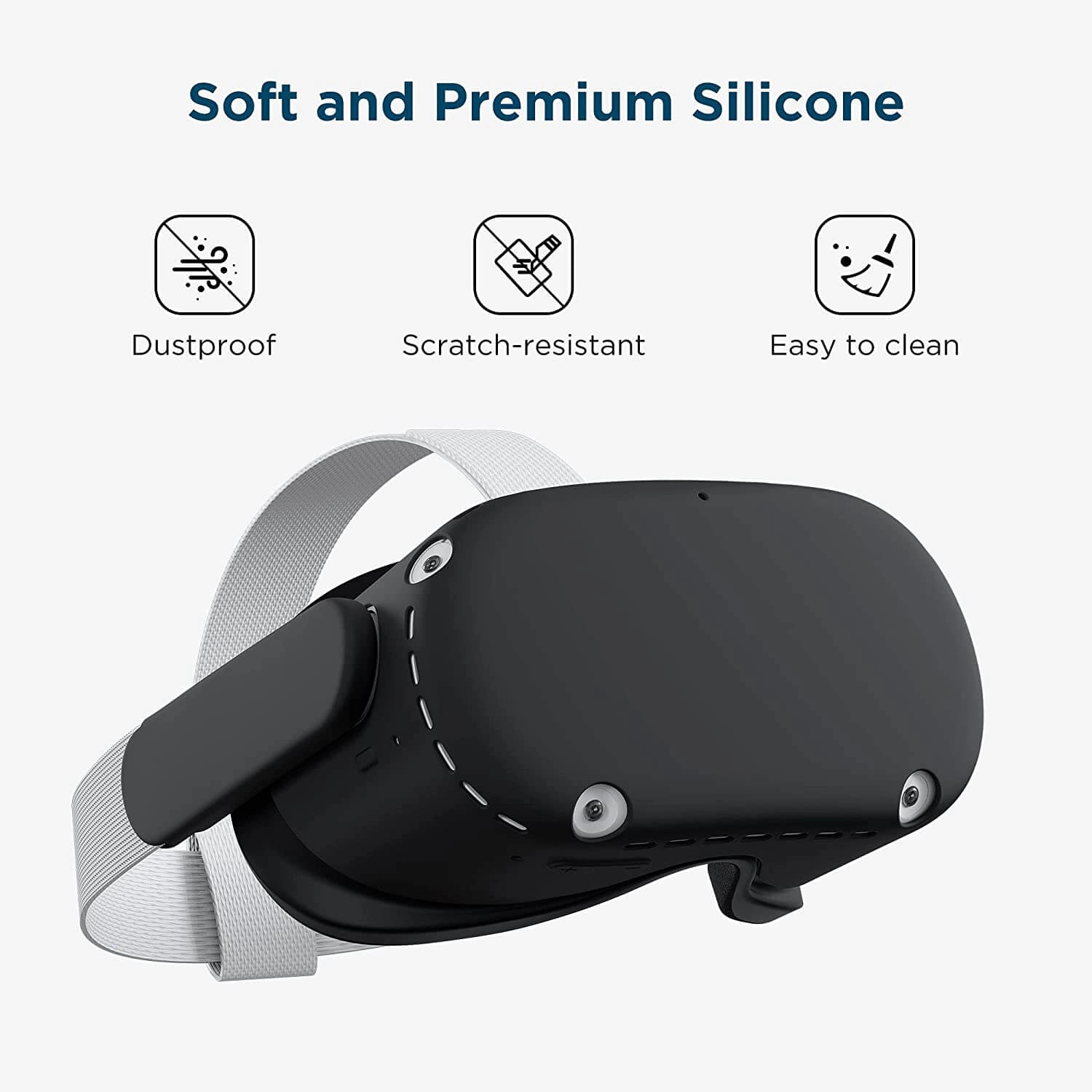 Kiwi design VR Silicone Shell Protective Cover for Oculus Quest 2 - Black  for sale in Emirates from Games2all