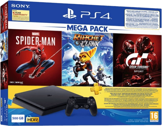 Playstation 4 Slim 500 GB Console Bundle (3 Games & 3 Months PS Plus)