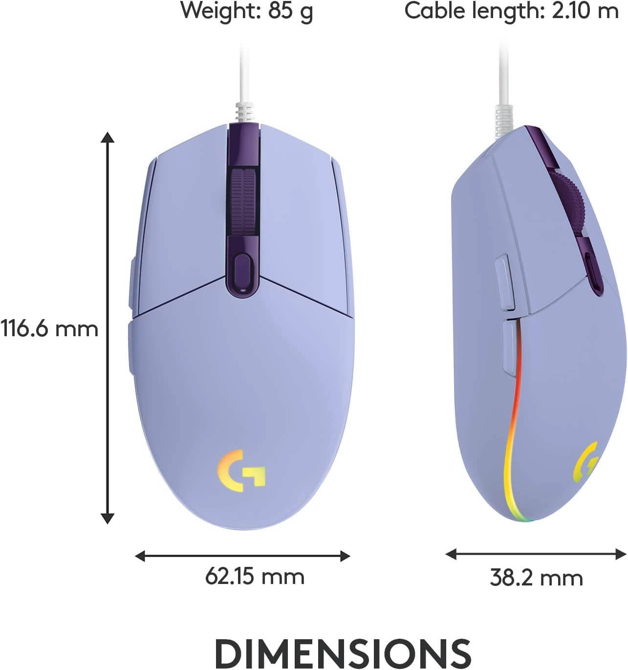 Logitech G203 Wired Gaming Mouse - Purple (Lilac)  for sale in Emirates from Games2all