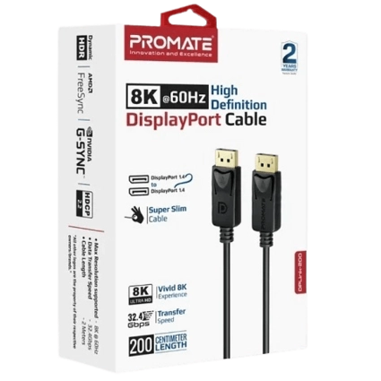 Promate DisplayPort Cable, Premium Ultra HD 8K - 2m 