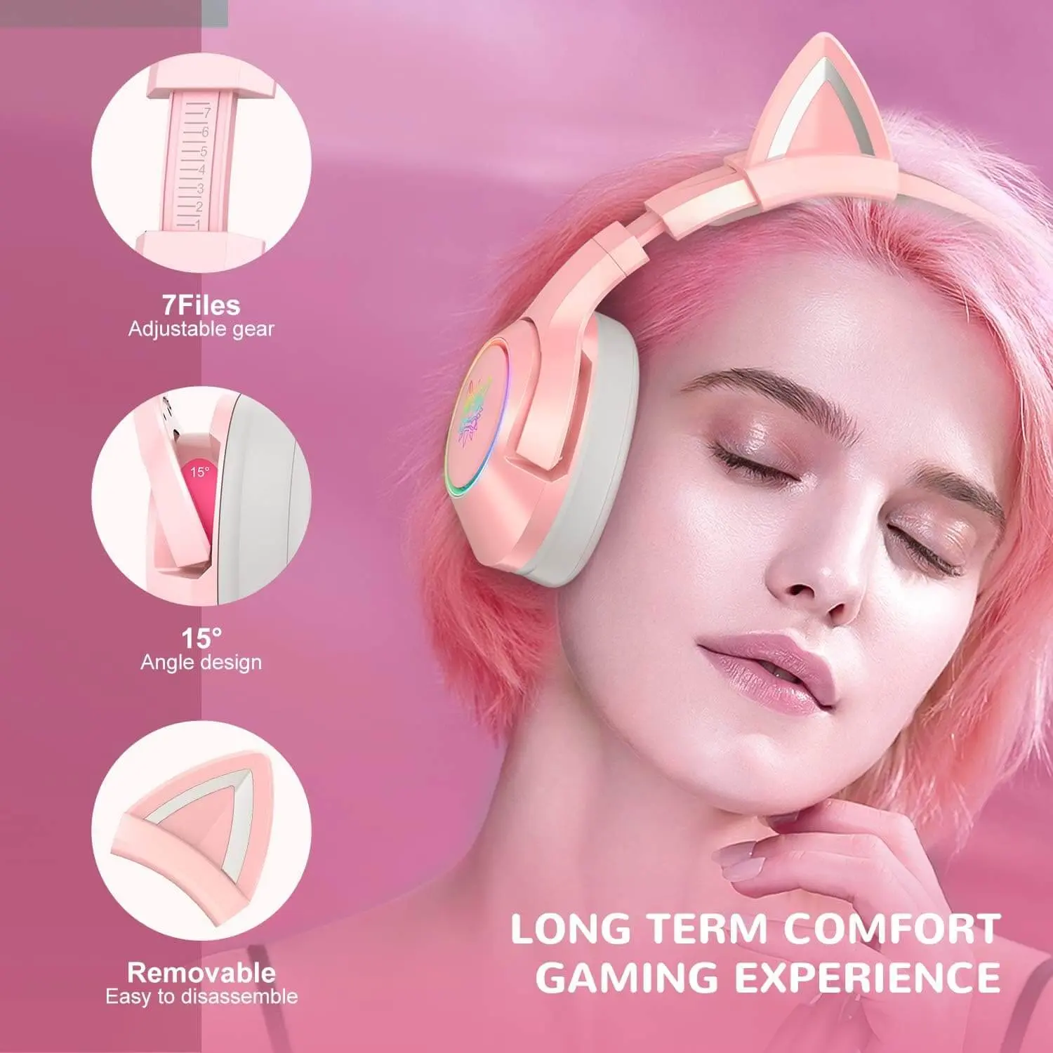 Onikuma K9 USB RGB Gaming Headset - Pink   for sale in Emirates from Games2all