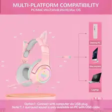 Onikuma K9 USB RGB Gaming Headset - Pink   for sale in Emirates from Games2all