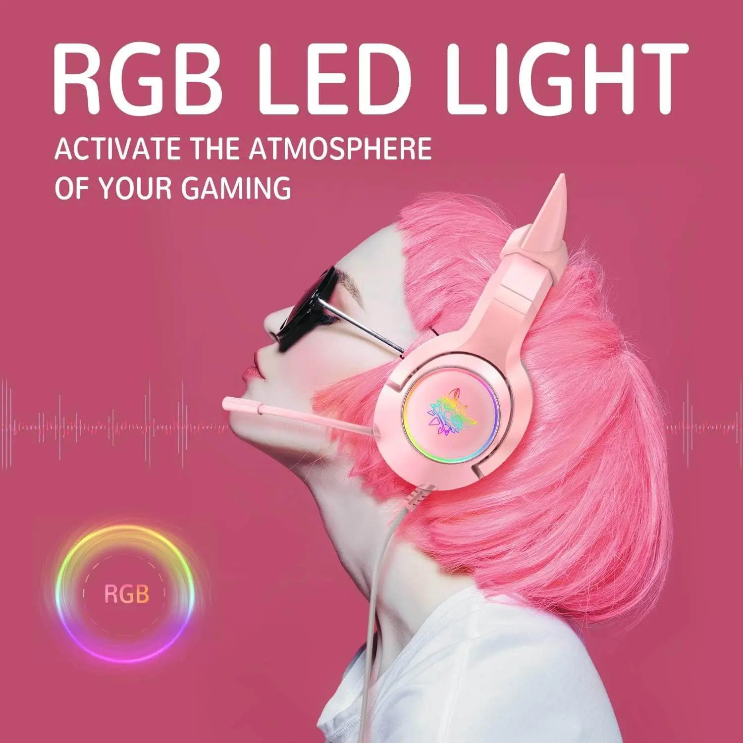 Onikuma K9 USB RGB Gaming Headset - Pink   for sale in Emirates from Games2all