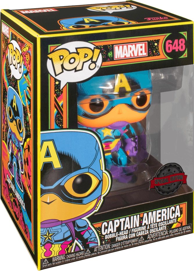 Funko Pop! Marvel: Black Light Captain America (Exc)  for sale in Emirates from Games2all