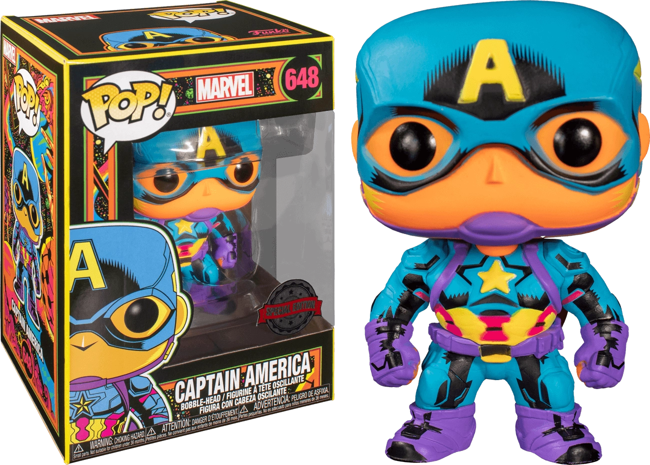 Funko Pop! Marvel: Black Light Captain America (Exc)  for sale in Emirates from Games2all