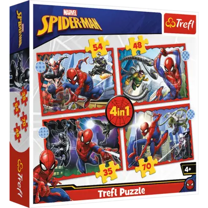 Trefl 4 in 1 Spider-Man Puzzle - 70 + 54 + 48 + 35