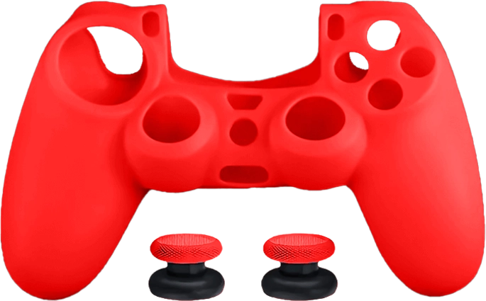 Dobe Silicone Cover Case for PS4 DualShock Controller with Analog Grips - Red