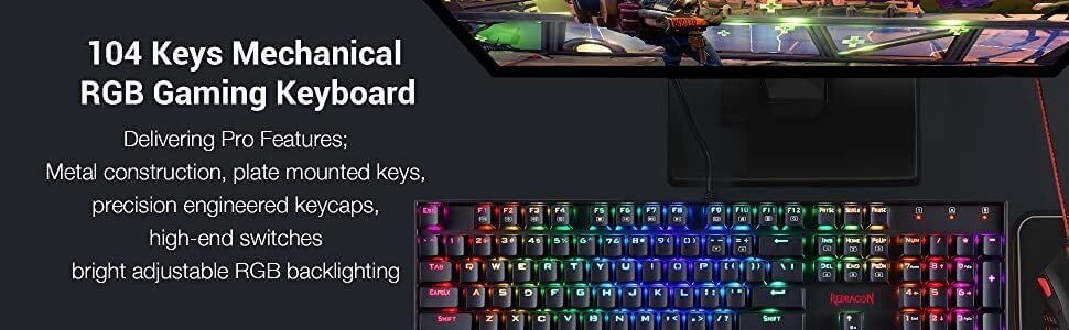 Redragon Wired K551 RGB Mechanical Gaming Keyboard with Cherry MX Blue Switches  for sale in Emirates from Games2all