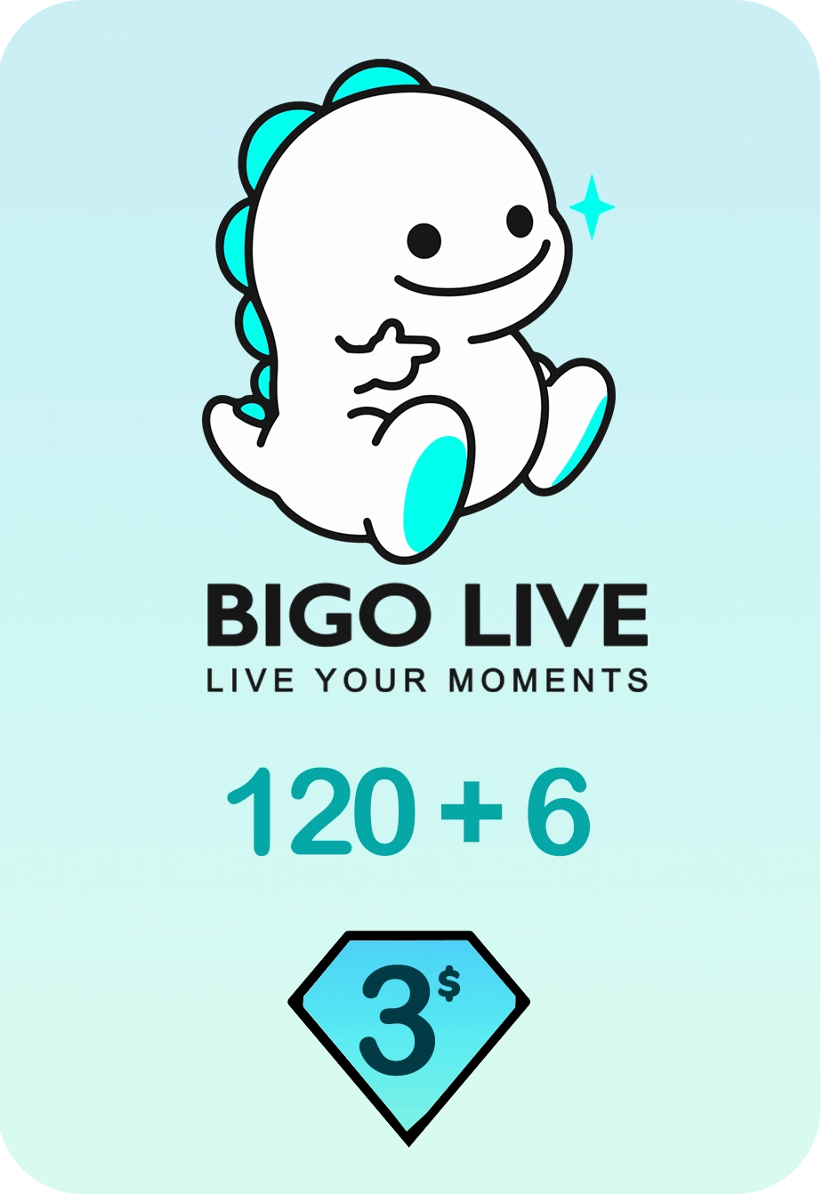 Bigo Live 120 + 6 Bonus Diamonds 3 USD Gift Card - Global  for sale in Emirates from Games2all