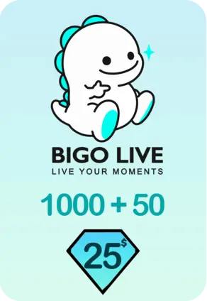 Bigo Live 1000 + 50 Bonus Diamonds 25 USD Gift Card - Global