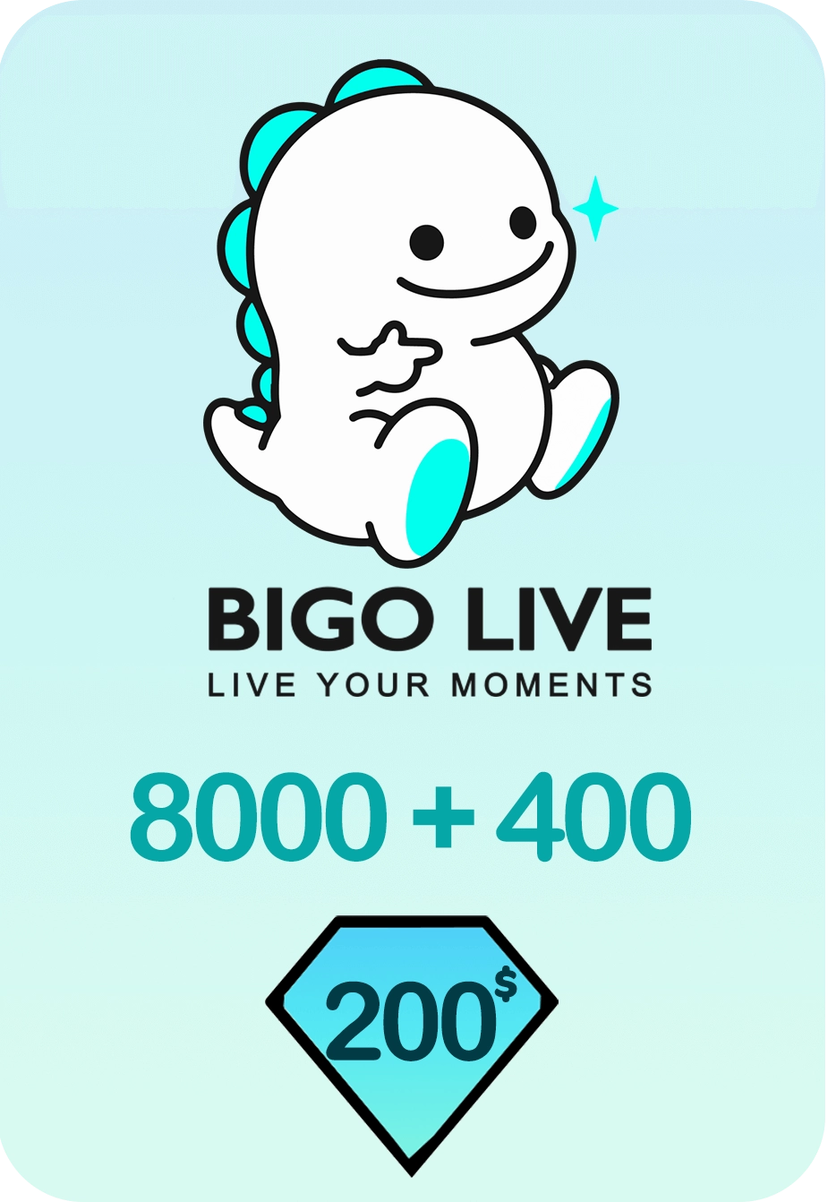 Bigo Live 8000 + 400 Bonus Diamonds 200 USD Gift Card - Global  for sale in Emirates from Games2all