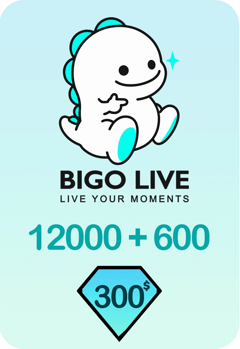 Bigo Live 12000 + 600 Bonus Diamonds 300 USD Gift Card - Global  for sale in Emirates from Games2all